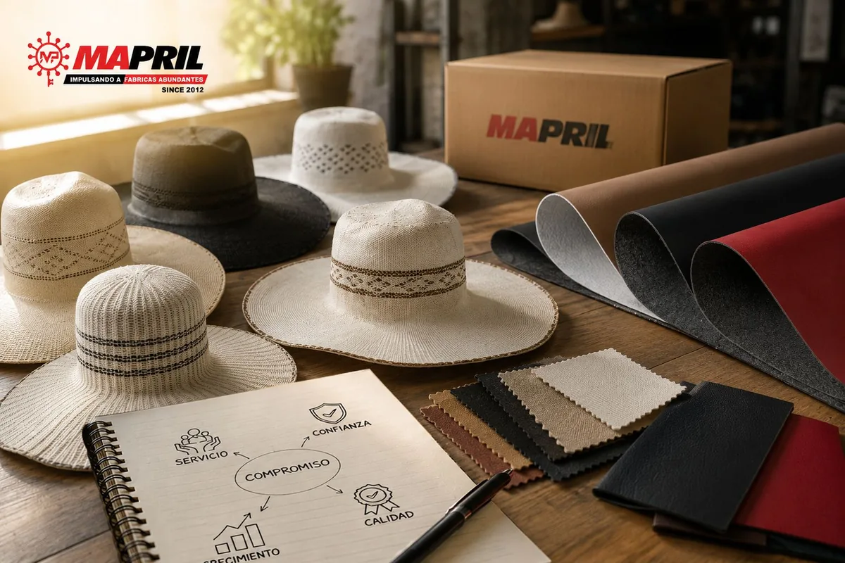 Materiales MAPRIL: campanas de sombrero, sintéticos para calzado y muestrario